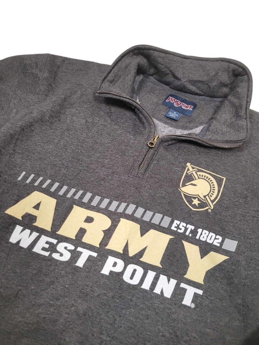 Vintage 90s Jansport West Point Army Quarter Zip Up Grey Sweatshirt Top Size: M